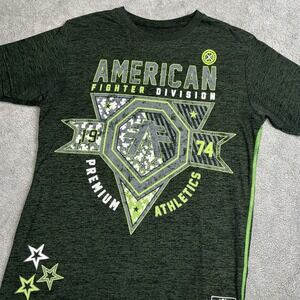 American Fighter Training Premium‎ Men S T-Shirt Charcoal Grey Lime Green Buckle